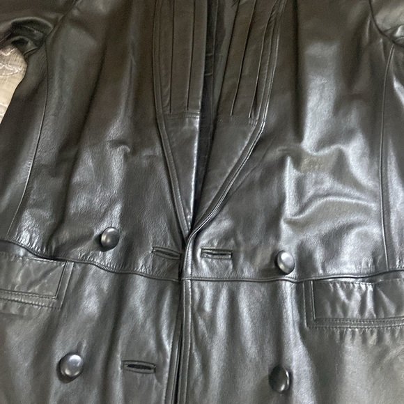 OUTBROOK 100% Leather Vintage Long Light Padded Shoulder Fully Lined Women Coat - Picture 11 of 11